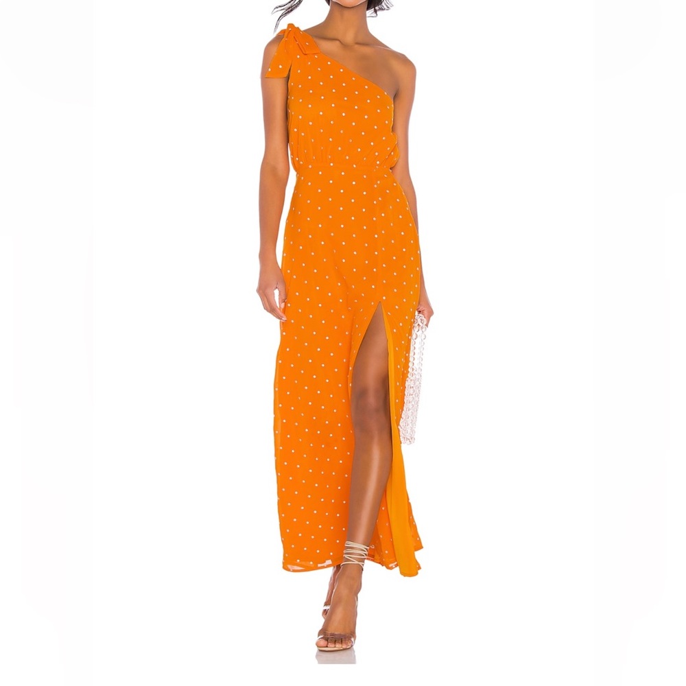 Privacy Please Orange & White Polka Dot Blake Maxi Dress